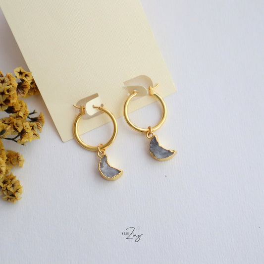 Moon Hoops WearZing Moonstone Gold 