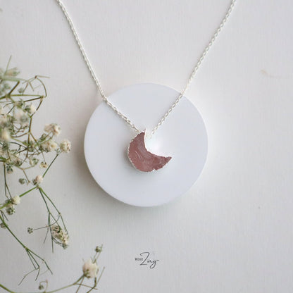 Moon Pendants WearZing Rose Quartz Silver 