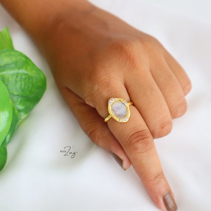 Moonstone Dine Ring (with CZ) WearZing 