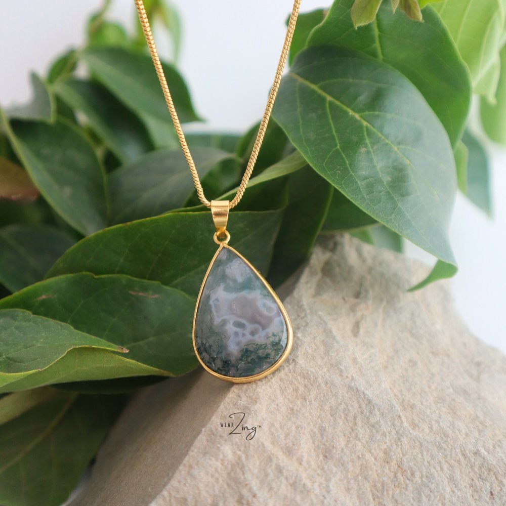 Moss Agate Pendant WearZing Drop 