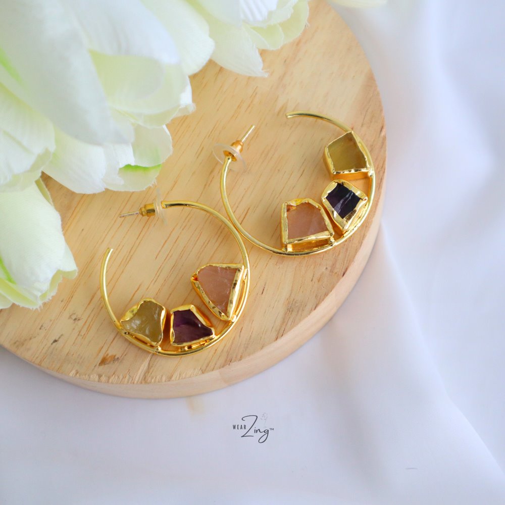 Raw Crystal Hoops WearZing 