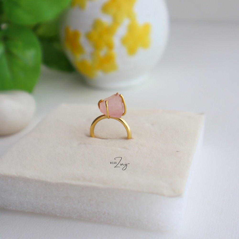 Raw Rose Quartz Ring WearZing 