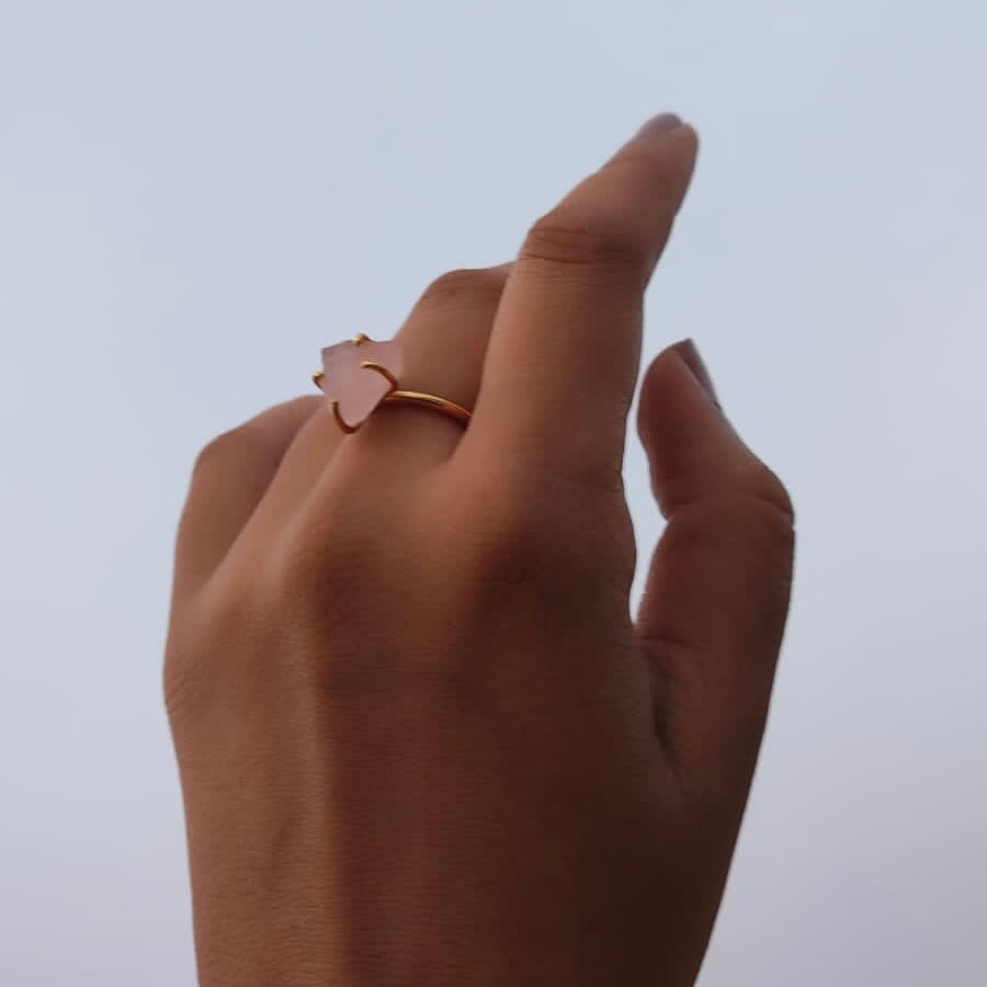 Raw Rose Quartz Ring WearZing 