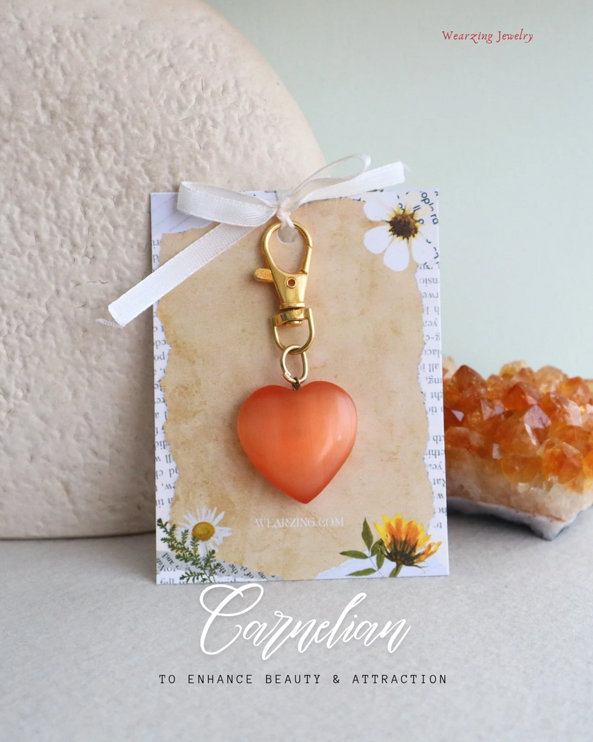 Carnelian Heart Throb Bagcharm