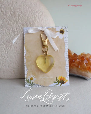 Lemon Quartz Heart Throb Bagcharm WearZing - Crystal Jewelry Store in India