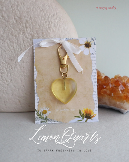 Lemon Quartz Heart Throb Bagcharm
