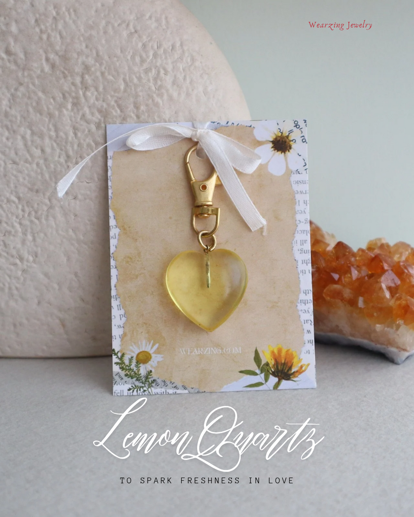 Lemon Quartz Heart Throb Bagcharm