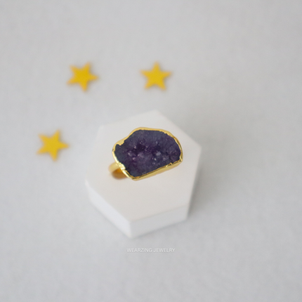 Purple Druzy Ring