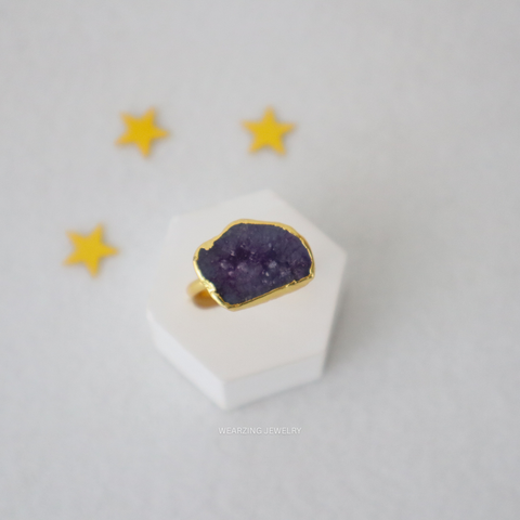 Purple Druzy Ring