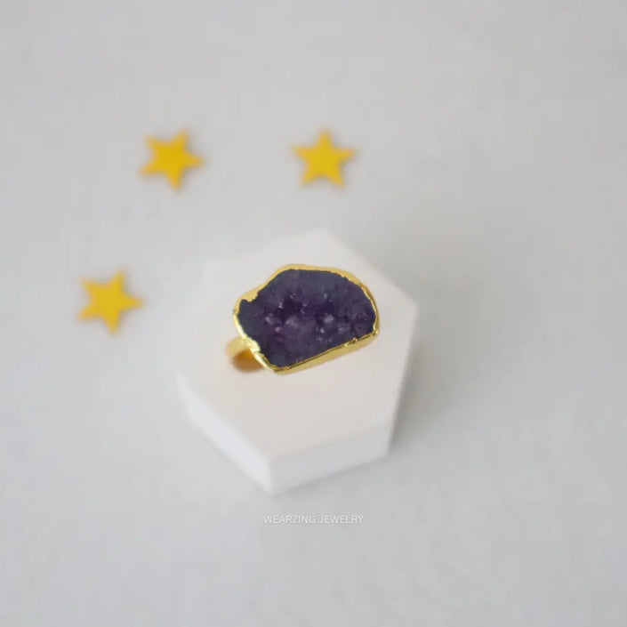 Purple Druzy Ring WearZing - Crystal Jewelry Store in India