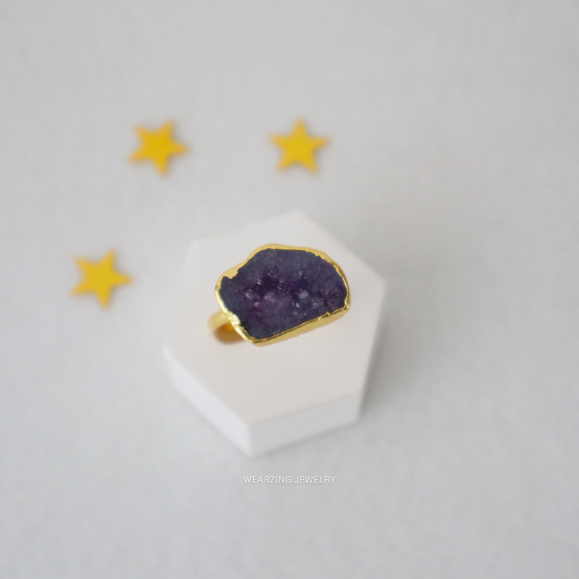 Purple Druzy Ring