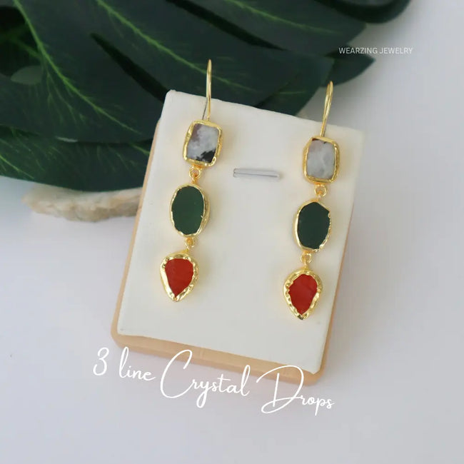 3 Line Crystal Drops WearZing - Crystal Jewelry Store in India
