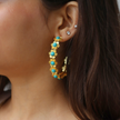 Turquoise Floral Hoops