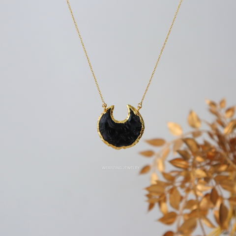 Black Oynx Moon Pendant