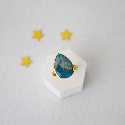Blue Drop Druzy Ring