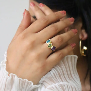 Triple Gem Ring WearZing - Crystal Jewelry Store in India