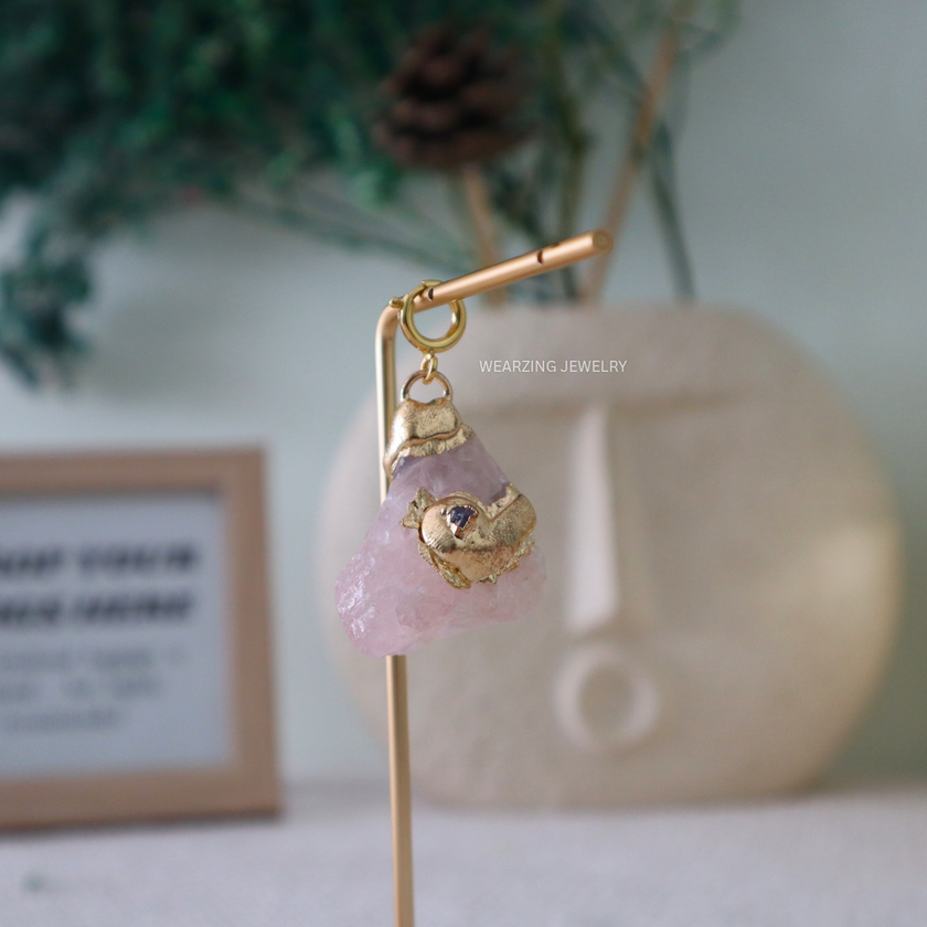 Rose Quartz Chunk Crystal Charm WearZing - Crystal Jewelry Store in India