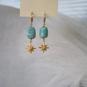 Amazonite Tumble Star Huggies WearZing - Crystal Jewelry Store in India