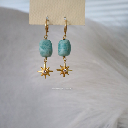 Amazonite Tumble Star Huggies