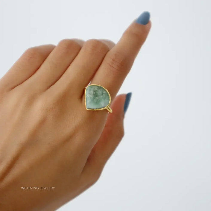 Green Pear Ring WearZing - Crystal Jewelry Store in India