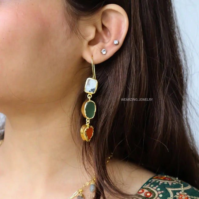 3 Line Crystal Drops WearZing - Crystal Jewelry Store in India
