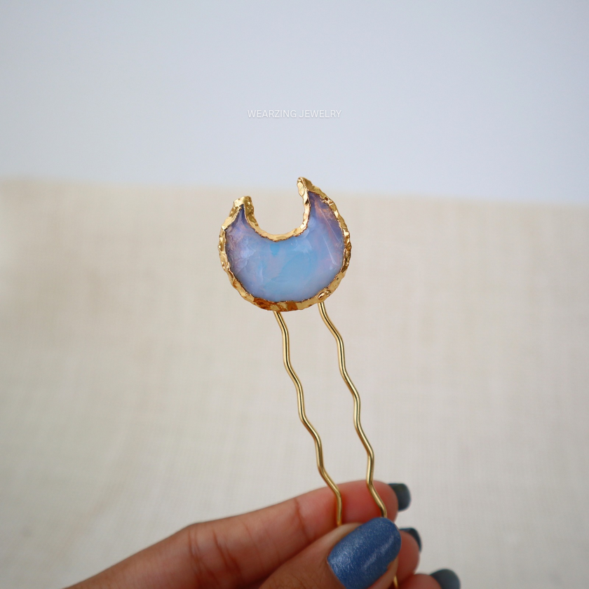 Crystal Moon Hair Pin