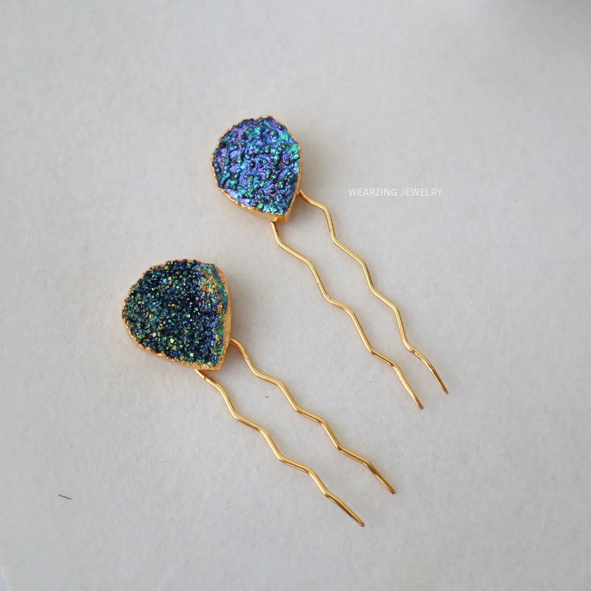 Titanium Crystal Hair Pin