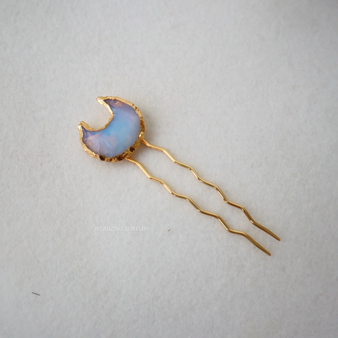 Crystal Moon Hair Pin