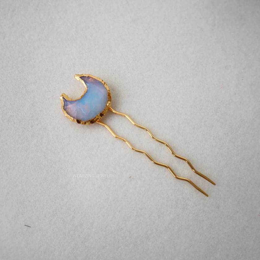 Crystal Moon Hair Pin