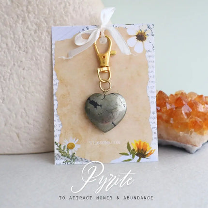 Pyrite Heart Throb Bagcharm WearZing - Crystal Jewelry Store in India