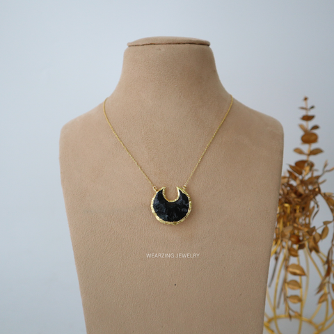 Black Oynx Moon Pendant