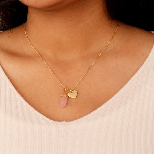 Rose Quartz Aura Charm Pendant WearZing 