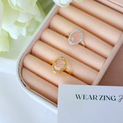 Rose Quartz Dine Ring (with CZ) WearZing 