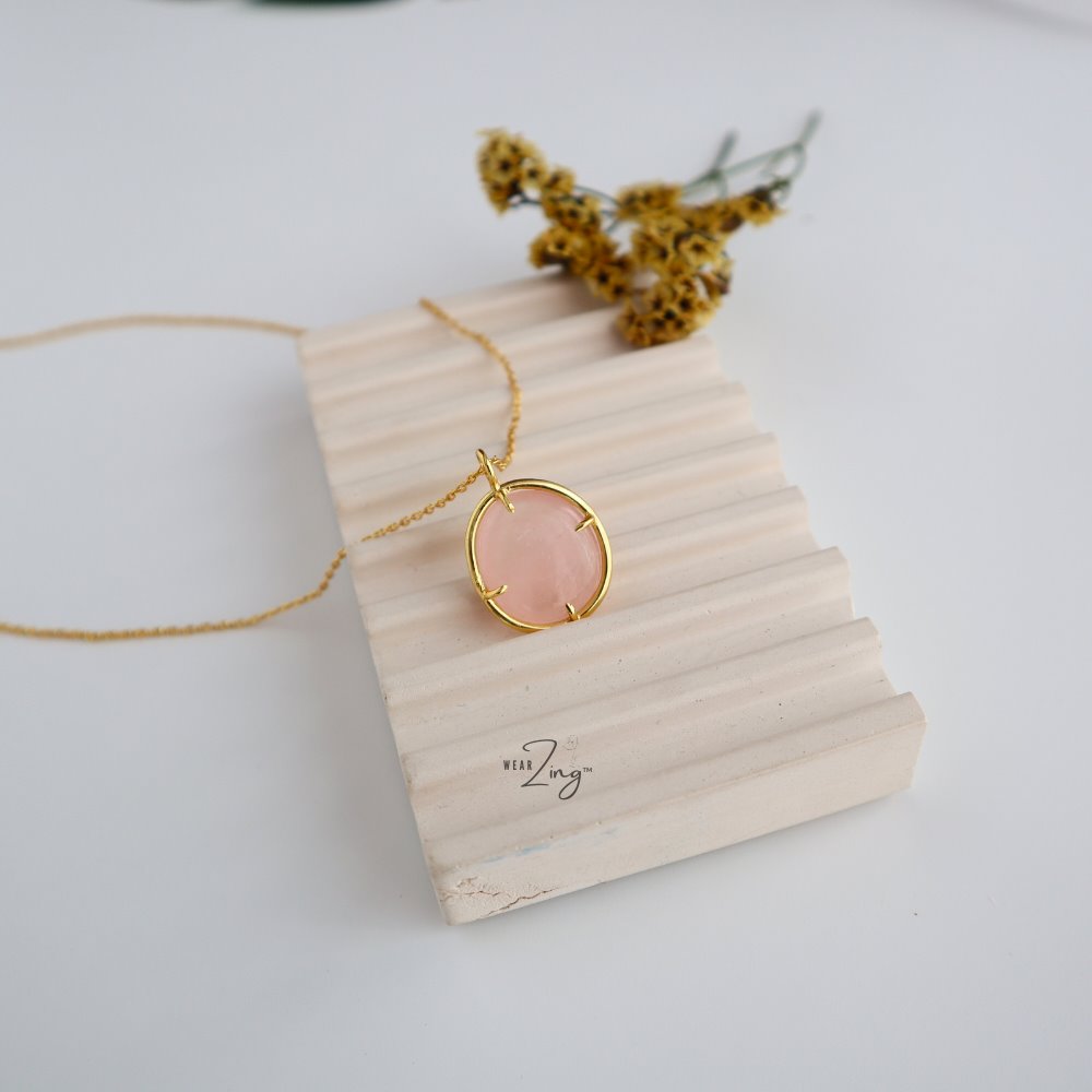 Rose Quartz - Nova Pendant WearZing Gold 