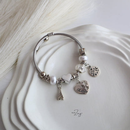 Silver Dip Charm Bracelet - White WearZing 