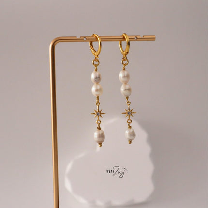 Starry Pearl Danglers WearZing 