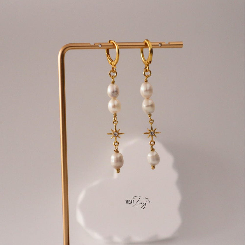 Starry Pearl Danglers WearZing 