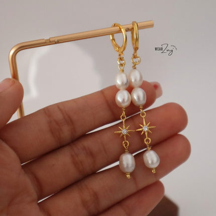 Starry Pearl Danglers WearZing 