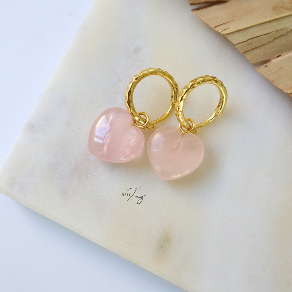 The Amore Hoops WearZing Rose Quartz 