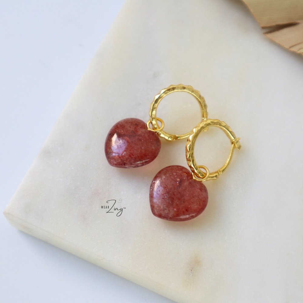 The Amore Hoops WearZing Strawberry Quartz 