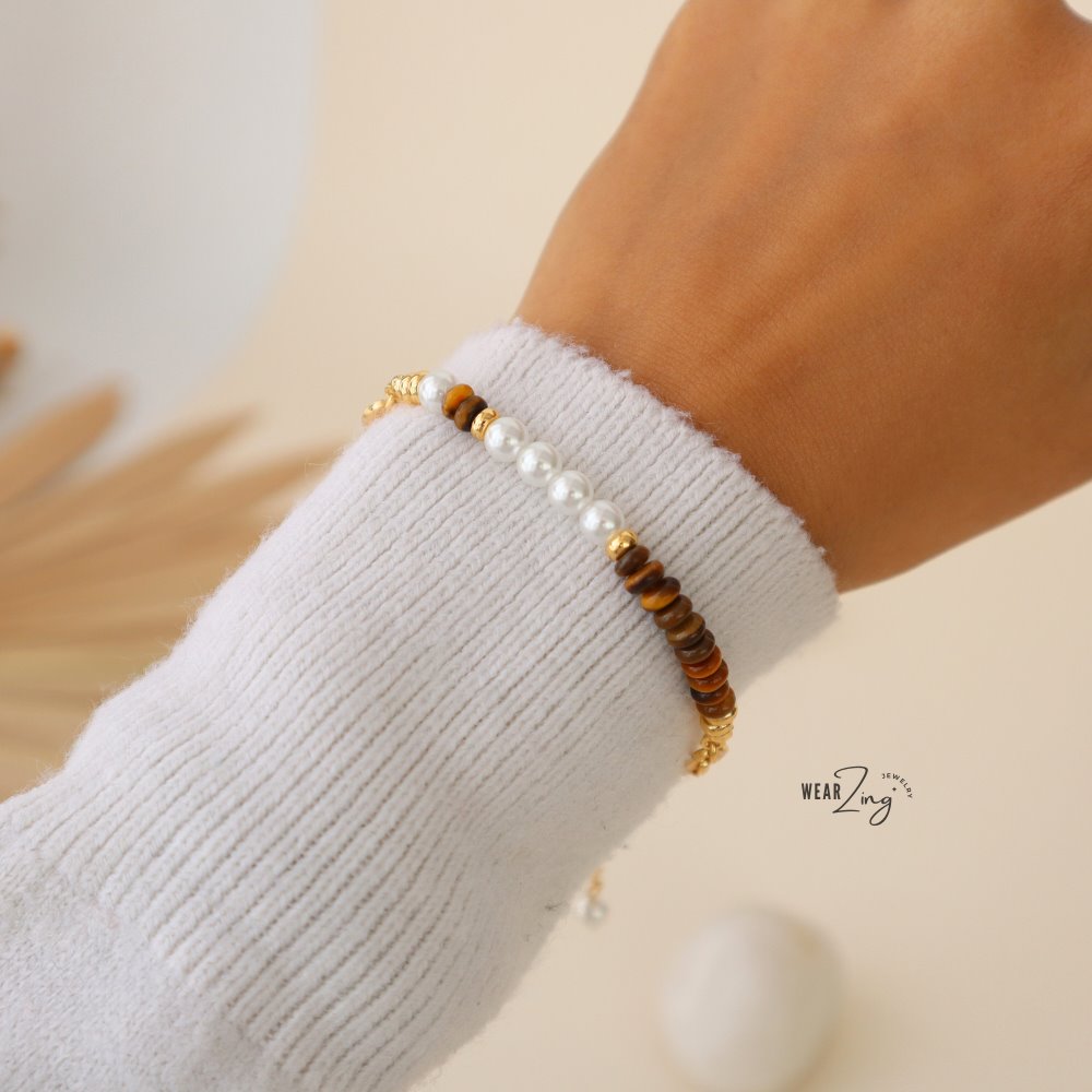 Tiger's Eye Bead Bracelet WearZing 