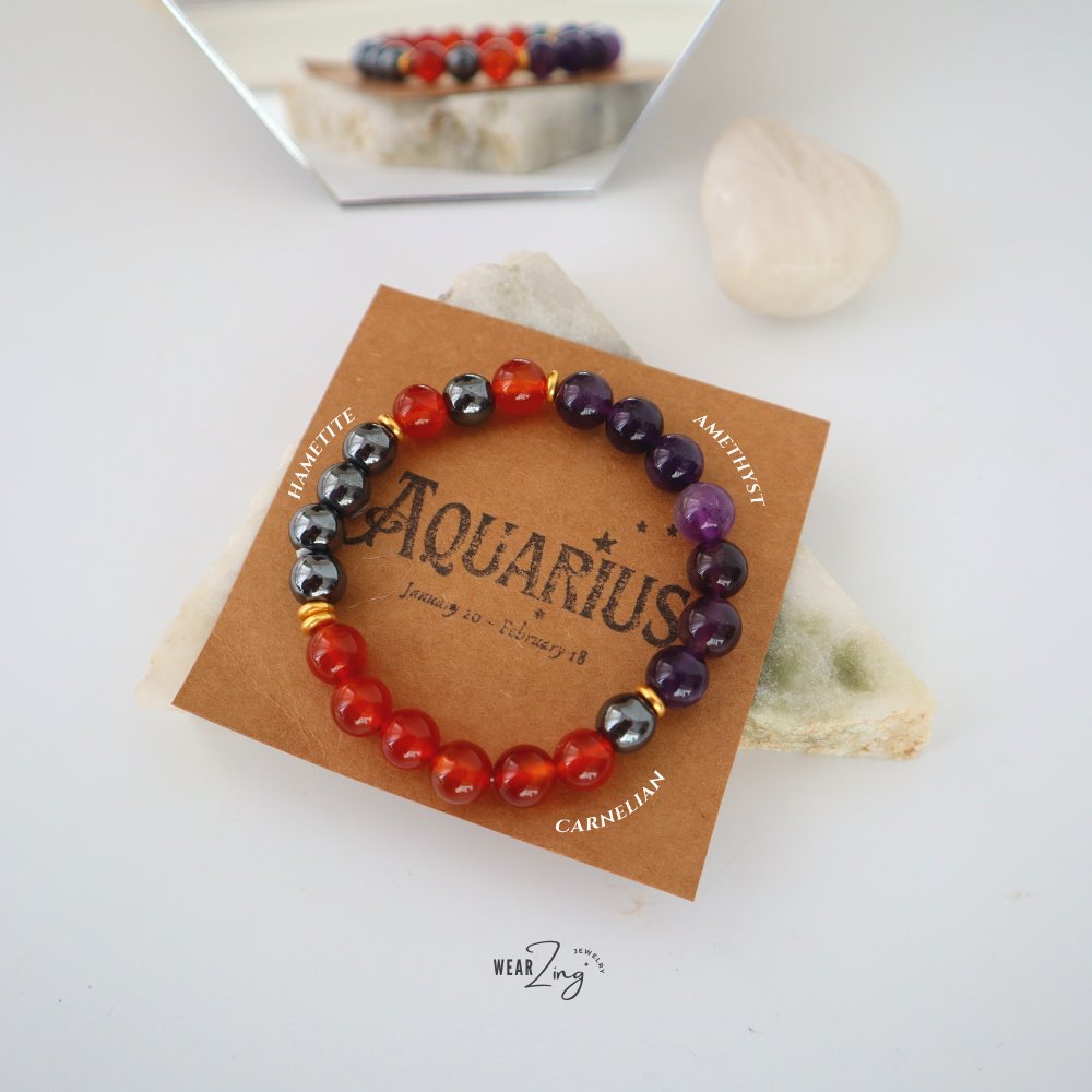 Zodiac Aura Bead Bracelet WearZing Aquarius 