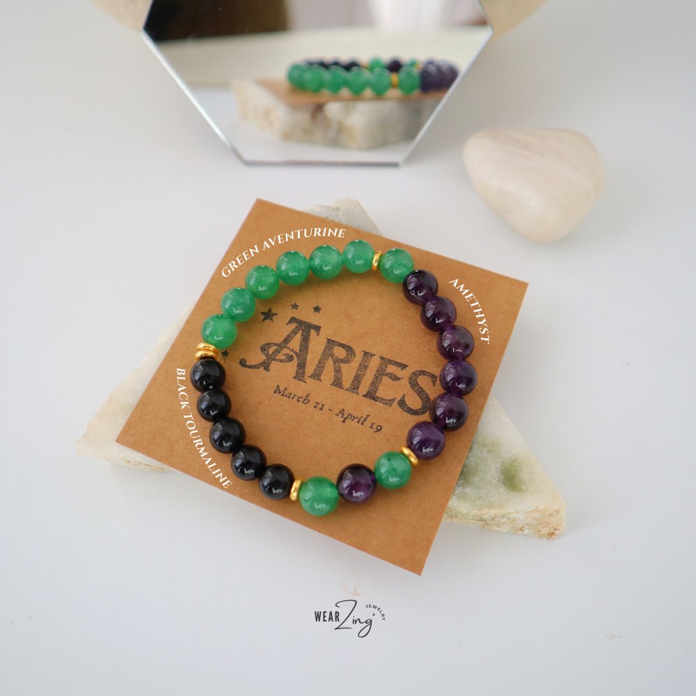 Zodiac Aura Bead Bracelet WearZing Aries 