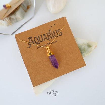 Zodiac Aura Pendant WearZing Aquarius - Amethyst 