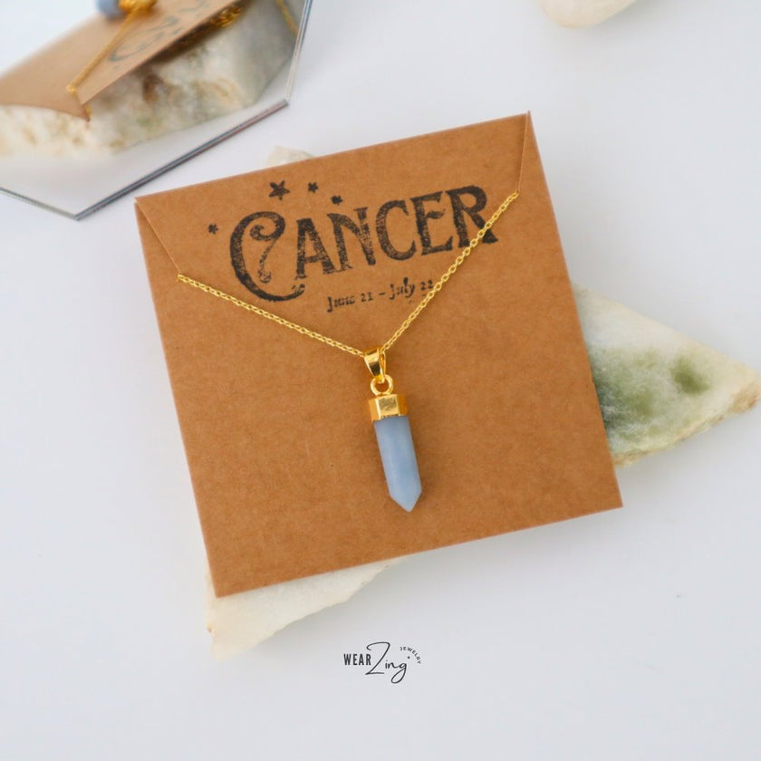 Zodiac Aura Pendant WearZing Cancer - Angelite 