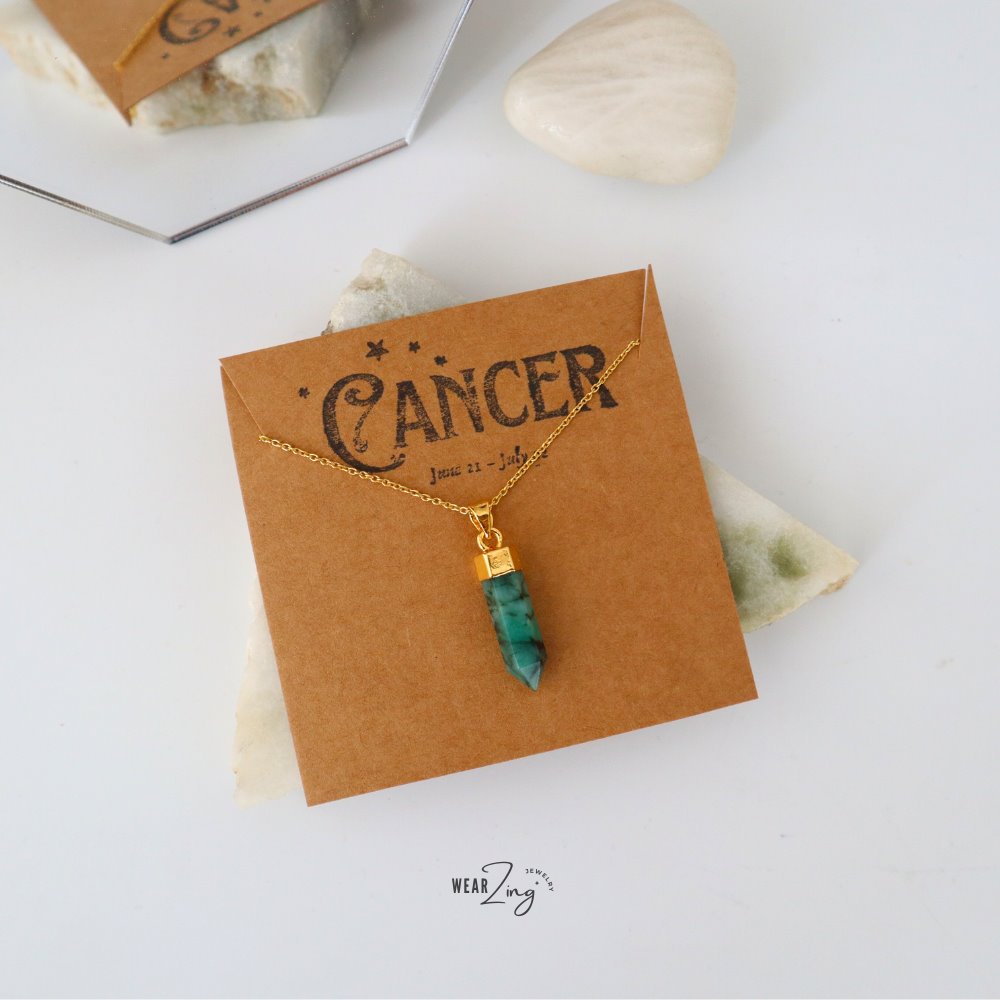 Zodiac Aura Pendant WearZing Cancer - Emerald 