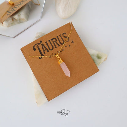 Zodiac Aura Pendant WearZing Taurus - Rose Quartz 