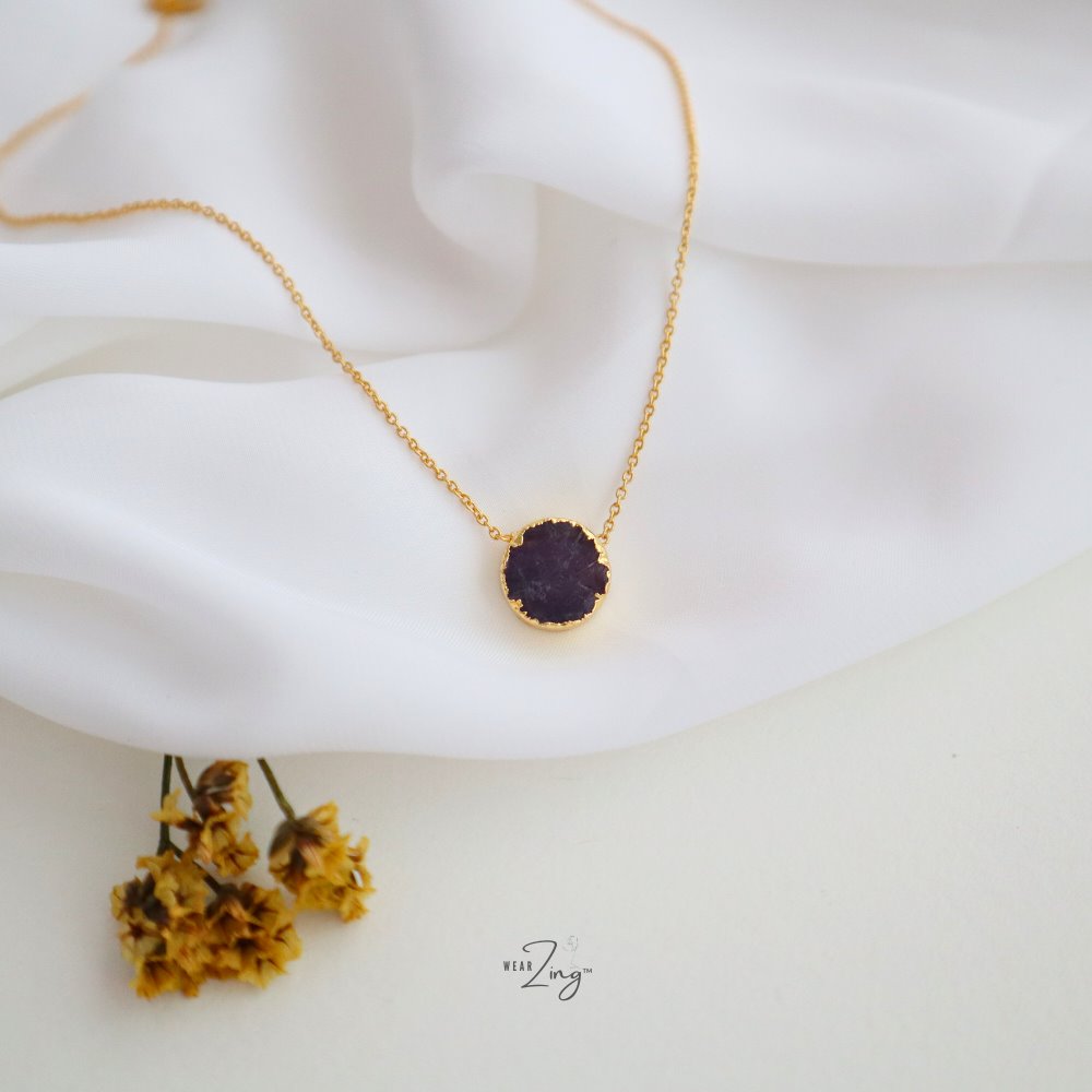 Covet Gemstone Pendant Jewelry WearZing Amethyst Gold 