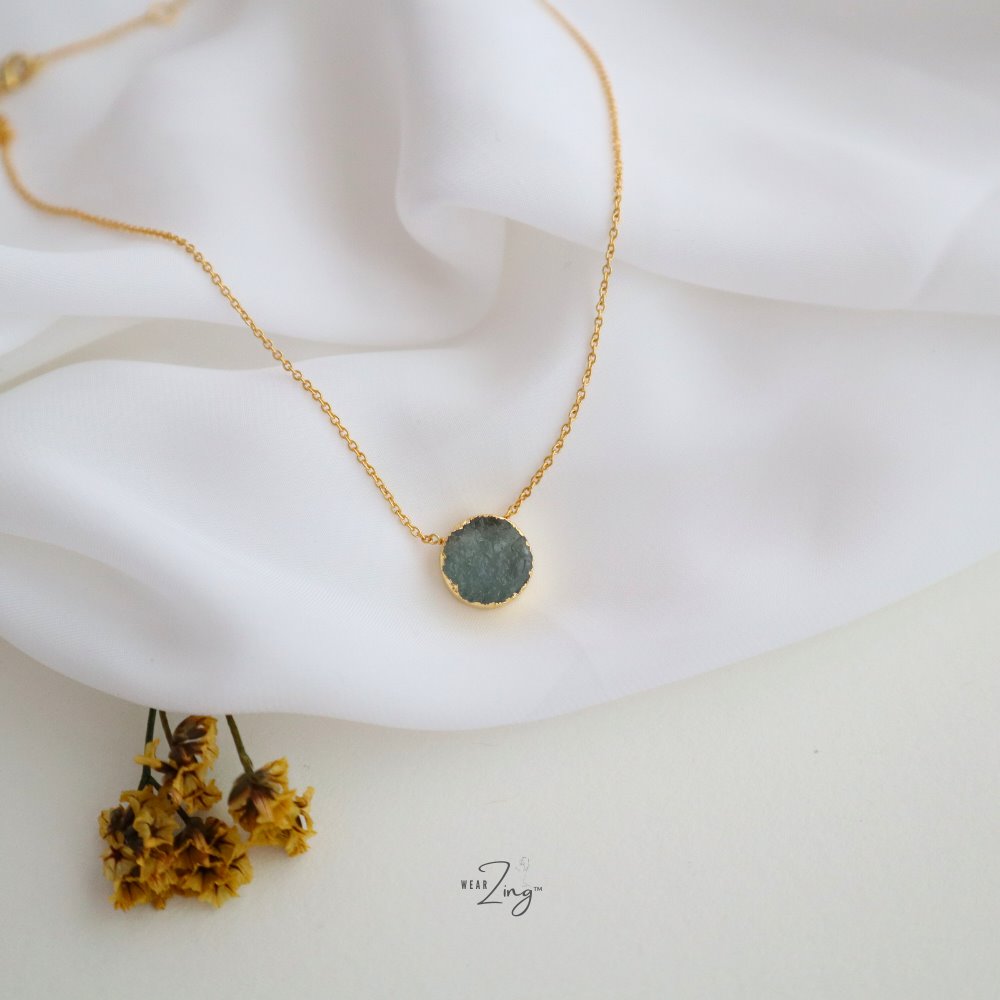 Covet Gemstone Pendant Jewelry WearZing Aquamarine Gold 