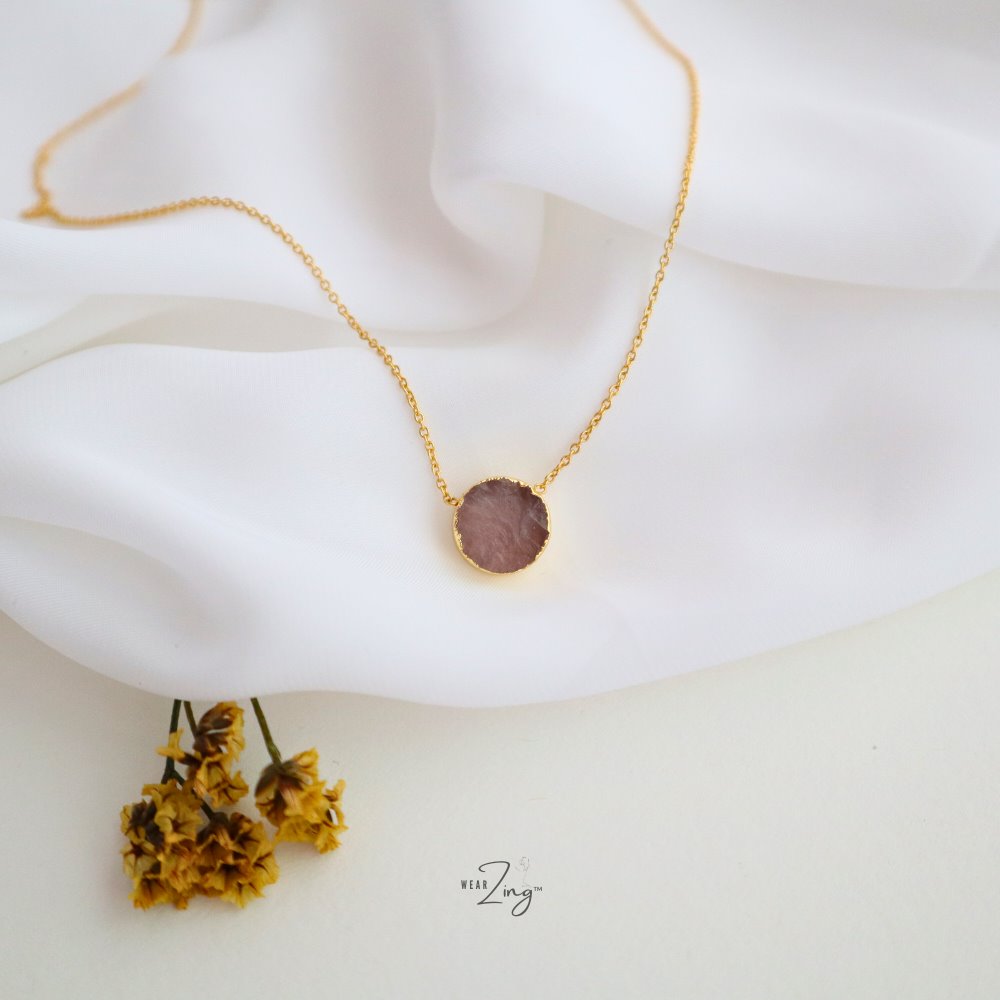 Covet Gemstone Pendant Jewelry WearZing Rose Quartz Gold 